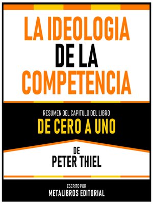 cover image of La Ideologia De La Competencia--Resumen Del Capitulo Del Libro De Cero a Uno De Peter Thiel